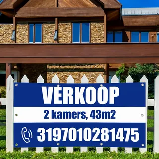 PRINT.GG Werbebanner Eelbst Gestalten Personalisiert Banner Personalisierte - Viele Größen - Immobilien Banner - banner drucken - werbeplane - banner selbst gestalten (Muster 3)