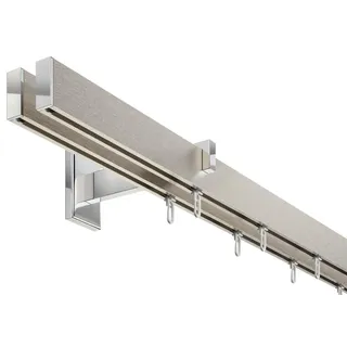 DécoProfi Gardinenstange Innenlauf 2-läufig Set Long rechteckig Silber Eloxiert/Verchromt I Länge: 200cm Aluminium für Wandmontage I Als Gardinenschiene & Vorhangstange geeignet