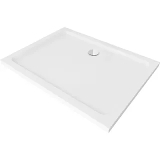 Mexen Flat rechteckige Duschwanne Slim 110 x 90 cm, weiß, Chrom-Siphon - 40109011