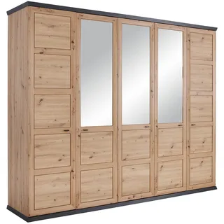 hom'in Drehtürenschrank Benton 255 x 209 x 60 cm Dunkelgrau/Eiche