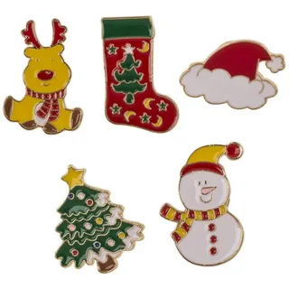 Out of the Blue Button Weihnachts Ansteckbutton niedliche X Mas Anstecker aus Metall im 5er