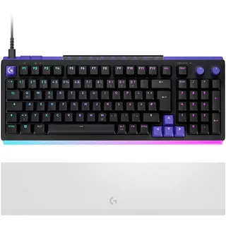 Logitech G G512 X 98–Hot-Swap-fähige TMR-analoge/mechanische Gaming-Tastatur,8K,RAPID TRIGGER, RGB, kabelgebunden+G512 X Handballenauflage 98,RGB-Lichtleisten-verstärkende -Handballenauflage – Schwarz