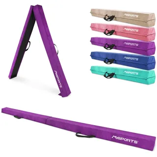 MSPORTS faltbarer Schwebebalken Premium 15 × 6 cm – 240 / 270 / 300 cm Balance-Beam aus EVA, Klappbar & Rutschfest – Gymnastik- & Turnbalken für Kinder & Erwachsene – 5 Farben (Violett, 300 cm)