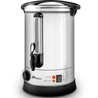 TRESKO® Glühweinkocher 6,8-30L Einkochautomat aus Edelstahl Glühweinkessel Glühweinautomat Heißgetränkeautomat Heißwasserspender (Silber, 30Liter)
