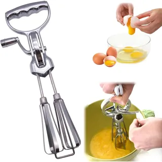 Schneeschläger,Rührgerät Aus Edelstahl,Handrührgerät Halbautomatischer Schneebesen Edelstahl,Handmixer Manuell Ohne Strom,Halbautomatischer Schneebesen für Sahne und Eischnee für Rühren Von Teig(1pc)