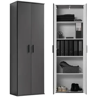 mokebo Mehrzweckschrank Schwarz Holzwerkstoff, 4 Fächer, 60x180x34 cm, Waschküche, Mehrzweckschränke