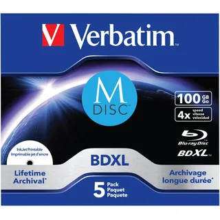 Verbatim 43834 M Disc BDXL Blu-Ray, 100 GB, 5er-Pack