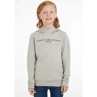 Tommy Hilfiger Kapuzensweatshirt TOMMY HILFIGER "ESSENTIAL HOODIE", Jungen, Gr. 4/104, grau (grau, meliert), Obermaterial: 100% Baumwolle, Basic schmal, Rippbündchen, Sweatshirts, Kinder Kids Junior MiniMe,für Jungen und Mädchen