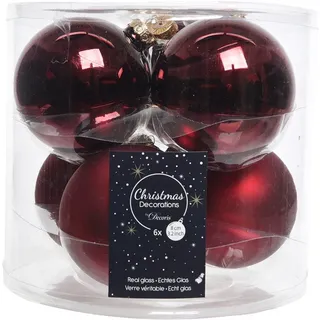 Kaemingk Decoris Weihnachtskugel, aus Glas Anhänger uni Weihnachtsbaumkugeln bordeaux weinrot