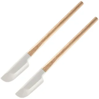 Apausvcm 2 Stück Silikon Spatel Klein,Teigschaber Klein Schmal Küche,Silikonspachtel Mit Holzgriff,Kleine Schaber Schmal,Küchenschaber Flexibel,für Backen Mischen Kochen Rührwerkzeuge