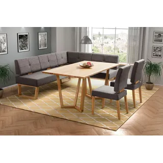 Home Affaire Eckbankgruppe »Ponza Eckbank Küchenbank BESTSELLER«, (Set, 4 tlg.), Sitzgruppe Esszimmer Stühle Tisch und Bank bequem gepolstert braun