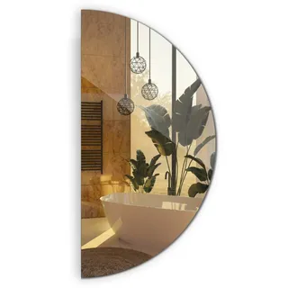 Halbkreisförmiger Spiegel 50cm Wandspiegel Halbrund Dekoration Boho Loft Stil