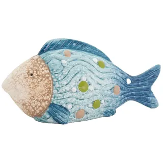 Kaufhaus le petit Tierfigur Deko Fisch Maritim Keramik Zierfisch Tier Figur Skulptur Objekt, Zaunhocker Gartenstecker Dekofigur Dekoskulptur Dekoobjekt