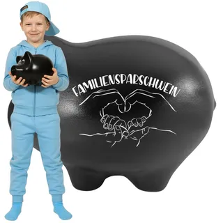 Sparschwein Keramik Schwarz – XL Spardose ohne Öffnung zum Zerschlagen, große Geldgeschenk Spardose für Erwachsene & Kinder, dekorative Schweinchen Sparbüchse