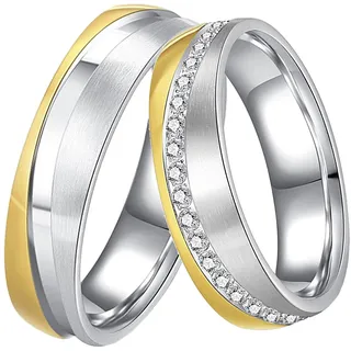 Trauring DOOSTI "Schmuck Geschenk Edelstahl Trauring Ehering Partnerring LIEBE" Gr. 56, gold (edelstahlfarben, gelbgoldfarben, kristallweiß), Fingerringe, 56,mit Zirkonia, Edelstahl, 6mm, wahlweise mit oder ohne Zirkonia