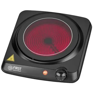 First Austria TZS FIRST AUSTRIA Einzelkochplatte 1200W, Infrarot, Stufenlose Thermostatsteuerung, Glaskeramik, Einzelherdplatte, 175 mm, Überhitzungsschutz, manuelle Bedienung schwarz