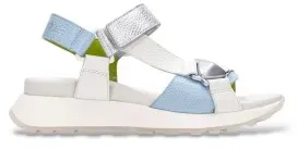 Hispanitas für Damen. CHV264807 Sandalen Ambar off-white (39), Leder, Weiß, Blau, 3 bis 5 cm, Klettverschluss, Lässig