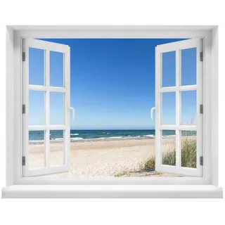 WallSpirit Wandtattoo - Fenster mit Aussicht Ostsee 80 x 62 cm – Wandsticker