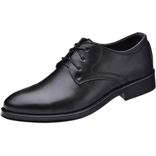 Oxford-Lederschuhe für Herren, Schnürschuhe, atmungsaktiv, lässig, einfarbig, Lederschuhe für Herren, zum Reinschlüpfen, für Herren, Anzugschuhe, Kleider, Hochzeitsschuhe, Schwarz , 45 - 45 EU