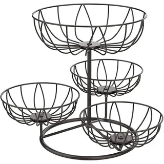 Bomclap Obstkorb Obst Etagere mit 4 Etagen, Metall Obstschale für die Arbeitsplatte Küche, Abnehmbar Obstkörbe 4 Stöckig, Obstetageren Gemüse Aufbewahrung für Brot, Snacks, Gemüse (Braun)