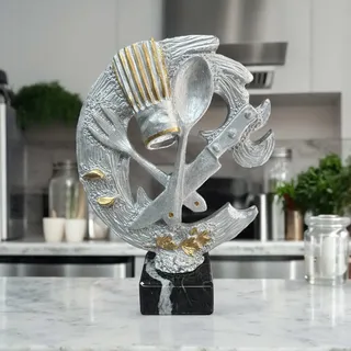 eberin · XXL-Küchenchef-Pokal – Die Krönung kulinarischer Meisterleistungen · Motiv: Besteck und Kochmütze · Koch/Köchin Auszeichnung Ehrung personalisierbar · 23,5cm (OHNE Gravur)