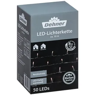 Dehner LED-Lichterkette, 50 LEDs, warmweiß, ca. L10 m, Transparent