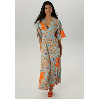 Aniston SELECTED Maxikleid mit weiten, 3/4-langen Ärmeln Lila/Orange 36