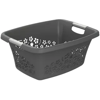 Rotho Wäschekorb Flowers anthrazit