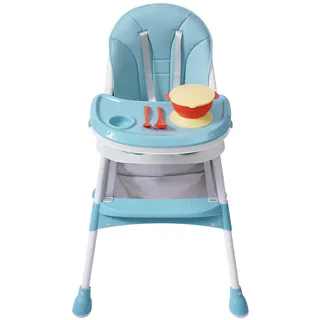 Hochstuhl Baby Kinderhochstuhl,2-in-1 Hochstuhl,mit Lebensmittelgeeignetes PP-Besteck,Einstellbare Höhe,Doppeltes Tablett,für Jungen und Mädchen ab 6 Monaten (Grün)