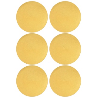 Rifuli # 6 x gelbes, rundes, gewebtes Tischset aus Polypropylen (Yellow, One Size)