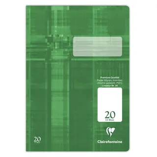 Clairefontaine 25x Schulheft, DIN A4, Lineatur 20 blanko, 32 Blatt, 90g, Grün, 331620C