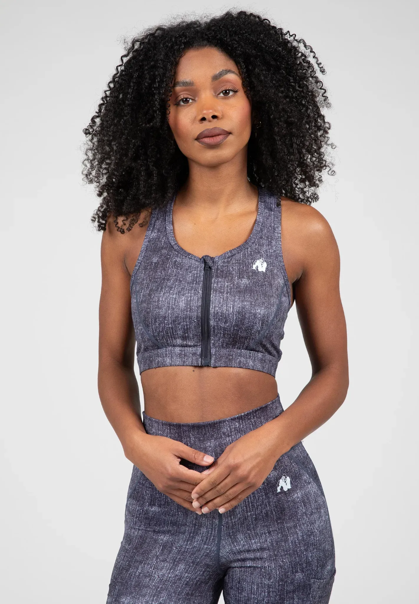 Camilla Sport-BH Mit Reißverschluss - Blau Denim - M