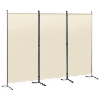 Angel Living 3 Teilig Paravent Sichtschutz Balkonbespannung Balkonsichtschutz Paravent Raumteiler Trennwand (Beige, 243x170cm)