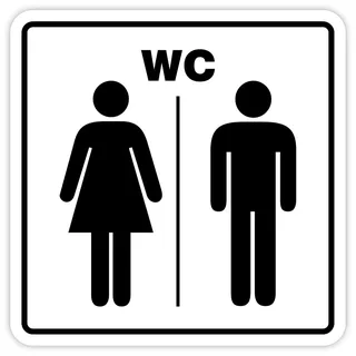 Aufkleber „WC Damen & Herren“ Toilette Hinweis Symbol Piktogramm Folie selbstklebend | 5-30 cm, Größe: 15x15 cm