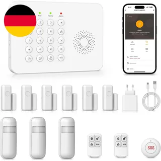 PGST 4G Alarmanlage Haus, WLAN Alarmanlage Wohnung Mit Fenster Tür Sensoren, Bew