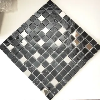Mosani Mosaikfliesen Glasmosaik Mosaikfliesen Edelstahl Anthrazit Silber blaustich