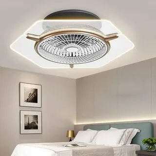 LOYEMAADE Deckenventilator Beleuchtung Timer Leiser Wohn Modern Acryl Fernbedienung Deckenventilator Licht LED Zimmer Schlaf Lüfter 3 Geschwindigkeiten