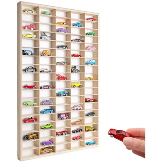 Creative Deco Setzkasten Holz Sammlervitrine für Autos - 90 verstellbare Fächer | Vertikales Wandregal für Miniaturen | Schaukasten Vitrine Hängend Sammelbox Sammelvitrine 78,8 x 50 x 4,5 cm