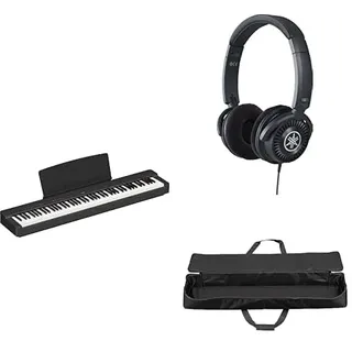 Yamaha P-145 Digitalpiano mit 88 abgestuften Hammer-Kompakttasten, im Paket mit HPH-150-Kopfhörern und SC-KB851 Klaviertasche