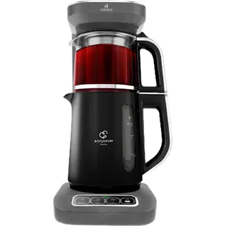 KARACA Caysever Robotea Pro 4-in-1 Sprechender Automatischer Teekocher & Caydanlik, Filterkaffeemaschine, Breiwassererwärmer und Wasserkocher Teemaschine, 2500W, Space Gray Türkische Teekanne