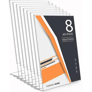 SENENQU 8 Stück Acryl Aufsteller Din A5 Tischaufsteller Schräg, L Ständer Acryl Tischaufsteller A5 Aufsteller Plexiglasdin für Thekenaufsteller, Restaurant, Büro, Werbeaufsteller, Shop