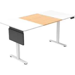 Home Deluxe höhenverstellbarer Schreibtisch ELMO Weiß/Holz, 120 x 60 cm für Homeoffice und Büro - Weiß