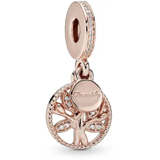 PANDORA Funkelnder Stammbaum Charm-Anhänger mit Cubic Zirkonia in 14 Karat rosévergoldete Metalllegierung Moments Collection