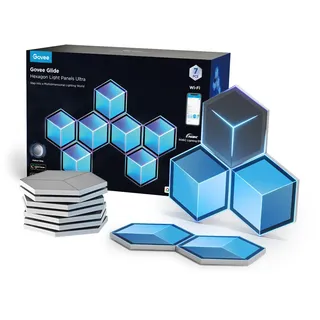 Govee Glide Hexagon Wandlampen 7er Set Ultra Dekoleuchte Meteor-Grau, Mond-Weiß