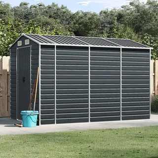 DJEKA Gerätehaus Metall Schuppen Garten Anthrazit Metall Unterstand Metall XXXL Metall Gerätehaus 191 x 300 x 198 cm Verzinkter Stahl Geräteschuppen mit Lüftungsöffnungen Ausgestattet