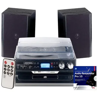 auvisio Kompaktanlage: 5in1-Plattenspieler mit Bluetooth und Digitalisier-Funktion, 40 Watt (Kassettendigitalisierer, Kompakt Stereoanlage, digitalisieren)