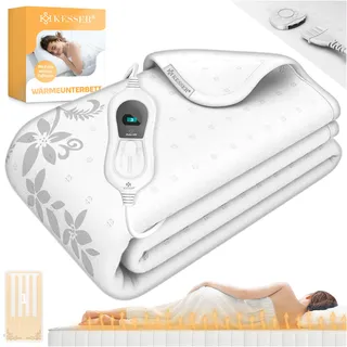 Kesser KESSER® Wärmeunterbett mit Abschaltautomatik Fernbedienung Heizdecke mit 3 Temperaturstufen Wärmebettunterlage fürs Bett Matratzenheizung Wärmedecke aus weichem Vlies Heizkissen