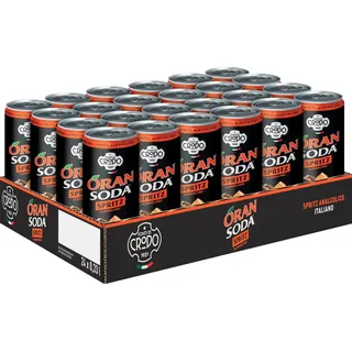 ORAN SODA SPRITZ (24x330ml) - Italienische Limonade von FONTI DI CRODO mit natürlichem Quellwasser & Bitterorange. In Einwegdose ohne künstliche Zusätze, alkoholfrei - Ideal für Aperitif & Cocktails