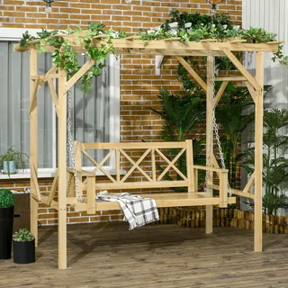 Outsunny Hollywoodschaukel Natur 2-Sitzer