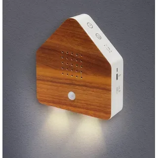 Bonetti Naturgeräusche-Box mit Licht, Bewegungsmelder und Einschlaf-Funktion | 9 Melodien zum Entspannen wie Vogelgezwitscher, Waldgeräusche, Bachlauf, Dschungel, Lagerfeuer | aufladbar (Holz-Optik)